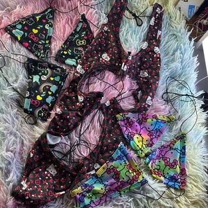 NEW Hello Kitty Exotic Dancer Stripper Outfit Bundle Lot 3pcs